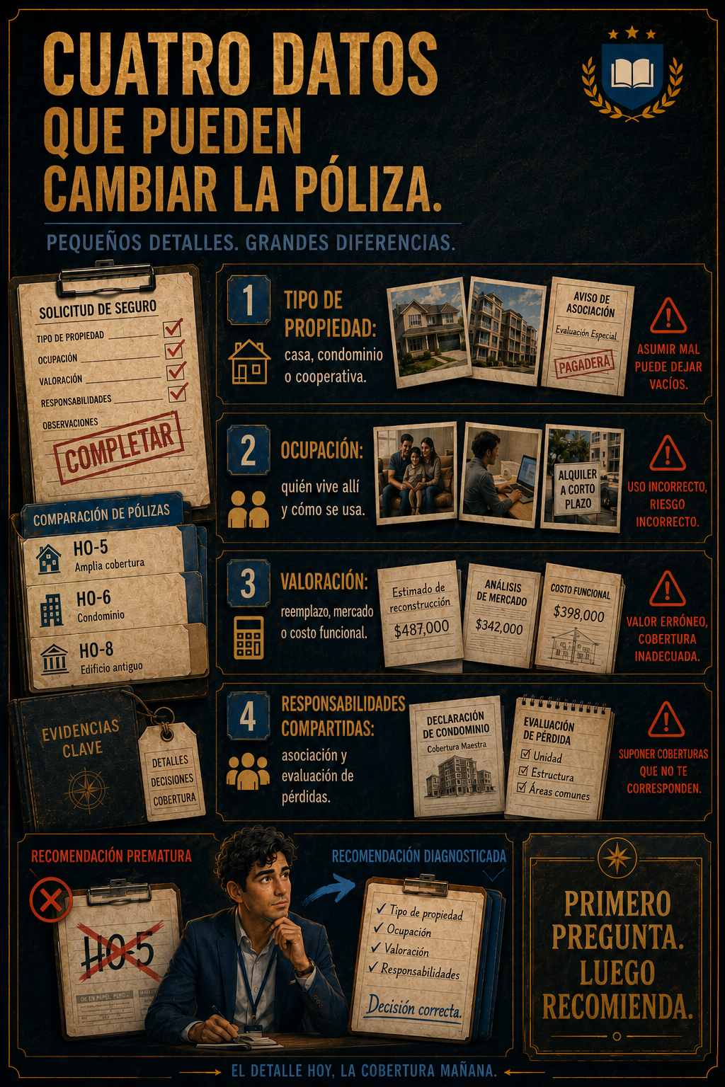 Infografía de cuatro datos que pueden cambiar la recomendación de póliza