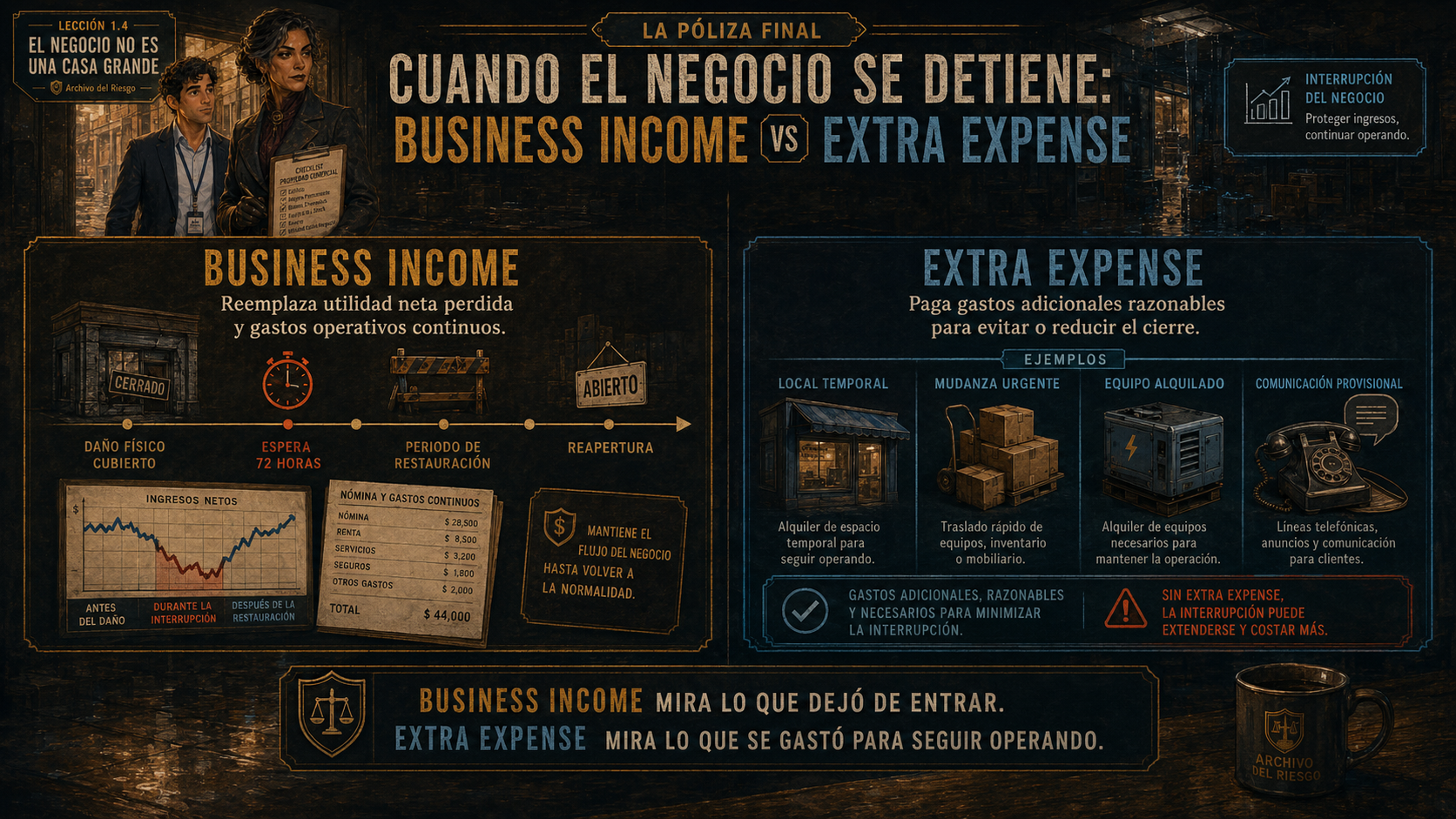 Infografía Business Income vs Extra Expense