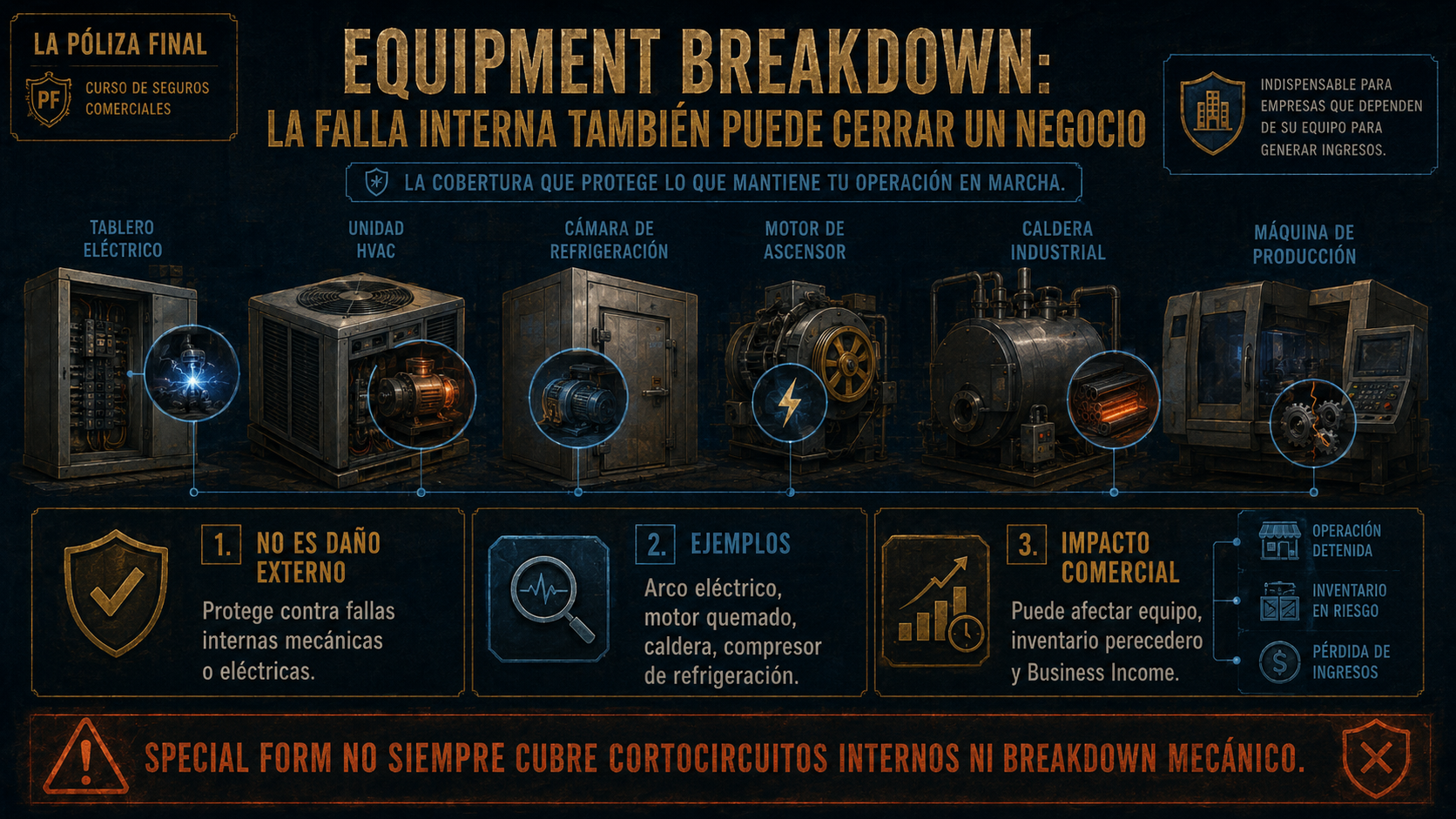 Infografía Equipment Breakdown en propiedad comercial