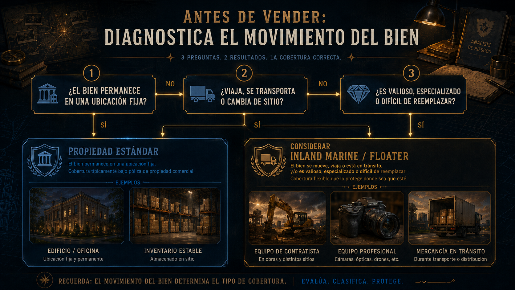 Infografía sobre diagnóstico entre bien fijo y bien móvil.