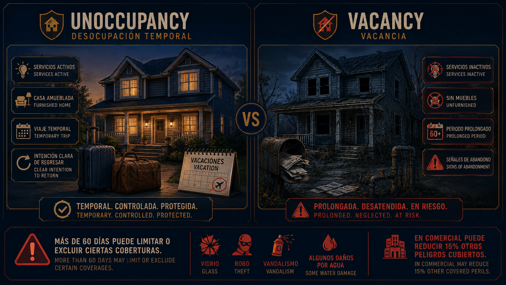 Infografía comparativa: vacancy versus unoccupancy