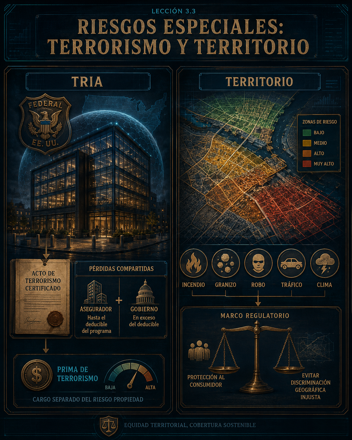 Infografía sobre TRIA y territorio en seguros P&C