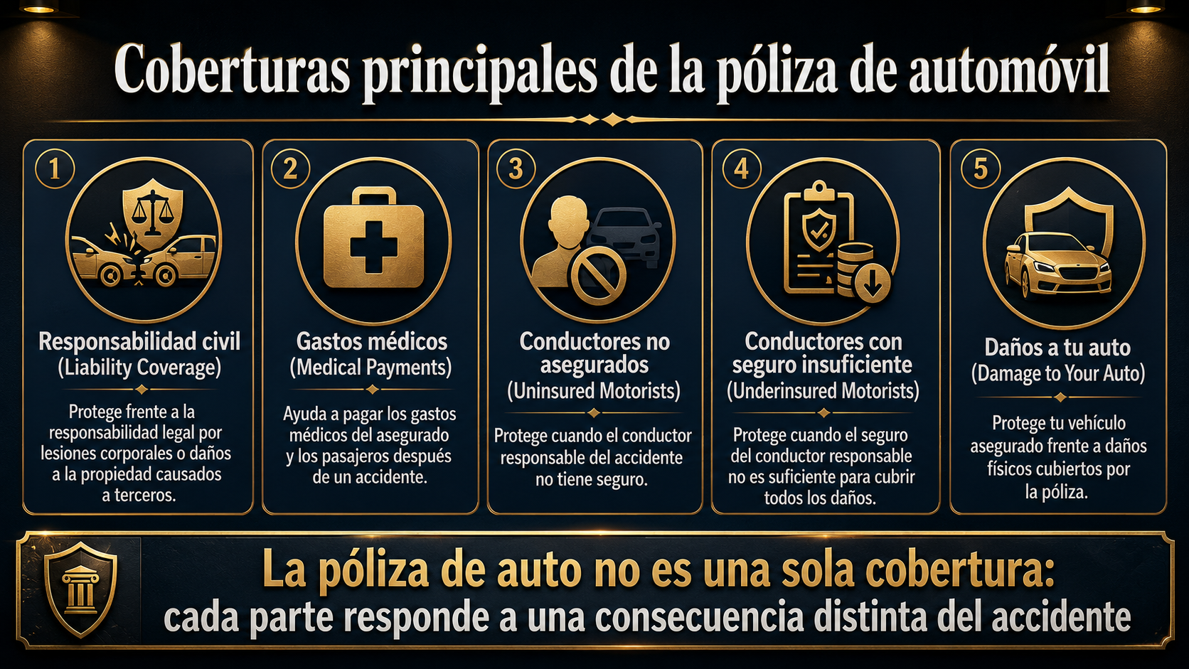 Infografía de coberturas principales de la póliza de automóvil