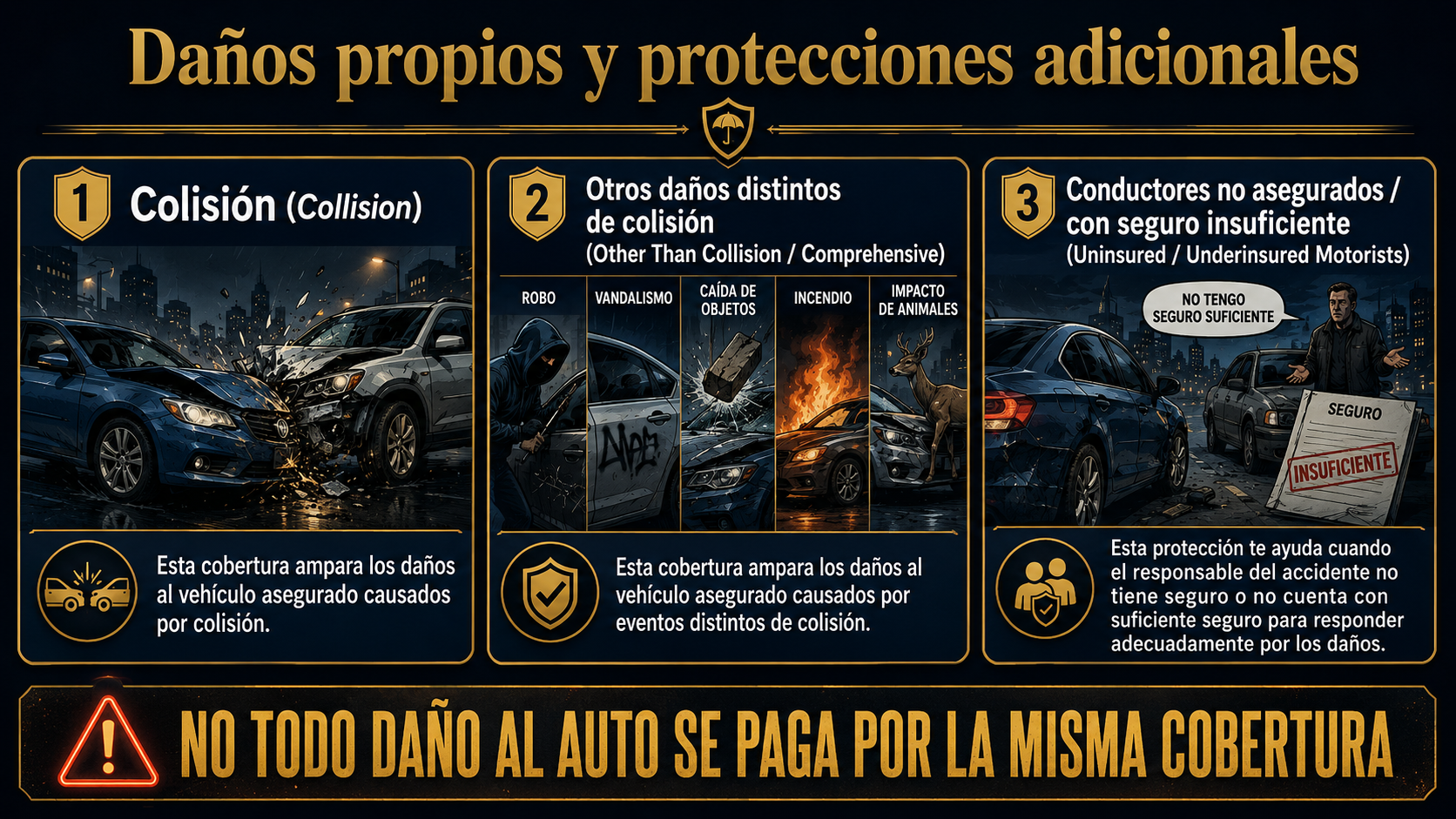 Infografía sobre daños propios y protecciones adicionales