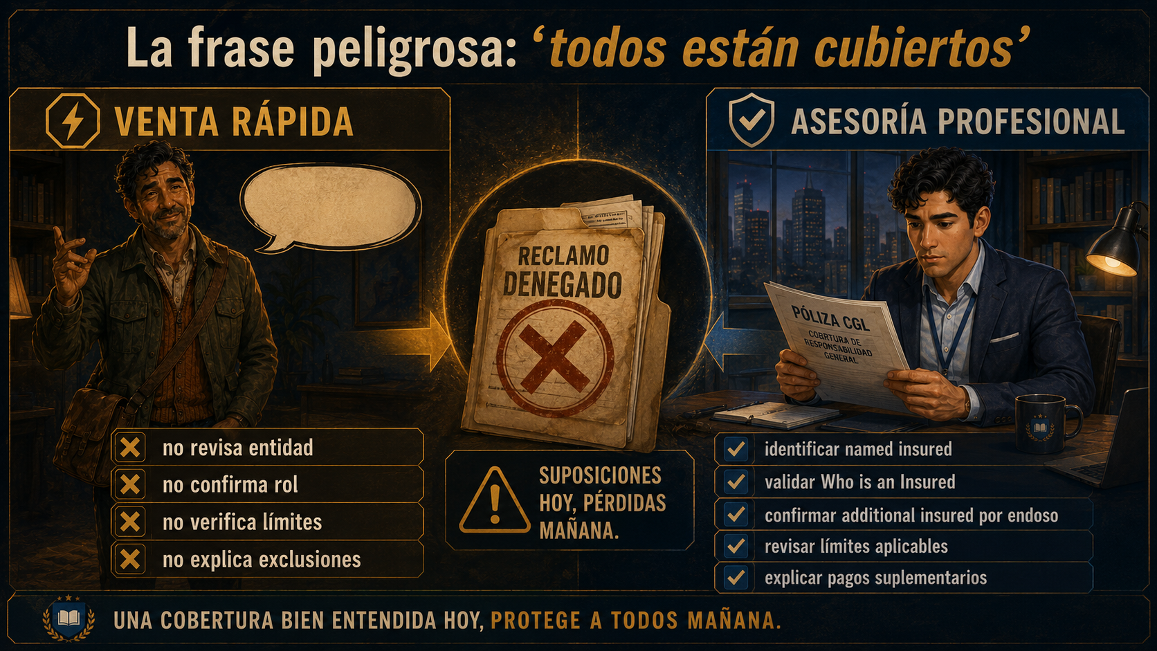 Infografía sobre el error de decir todos están cubiertos