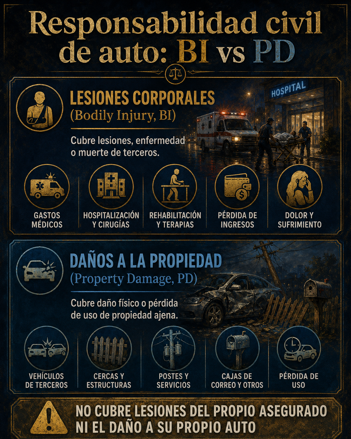 Infografía BI vs PD en responsabilidad civil de automóvil
