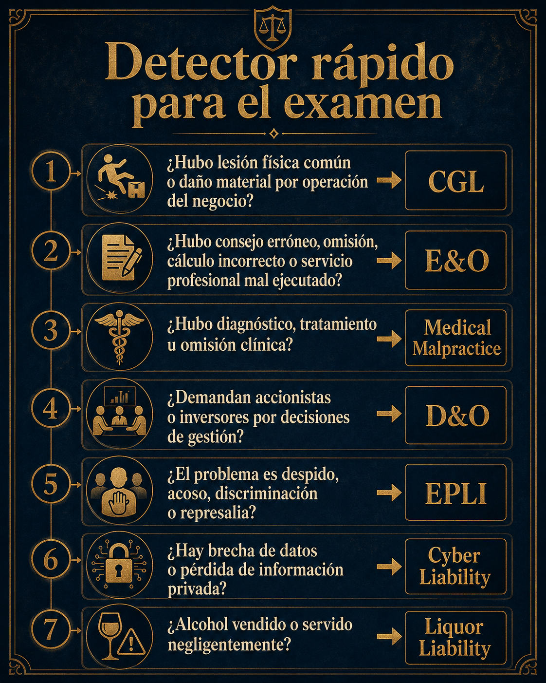 Infografía detector rápido para el examen de responsabilidad profesional y especializada