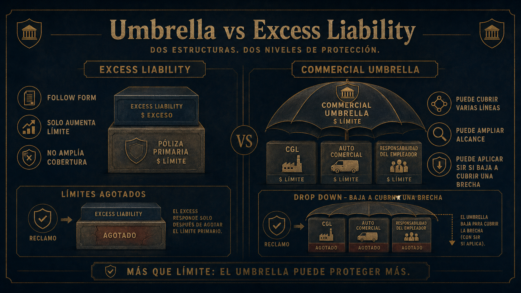 Infografía Umbrella vs Excess Liability
