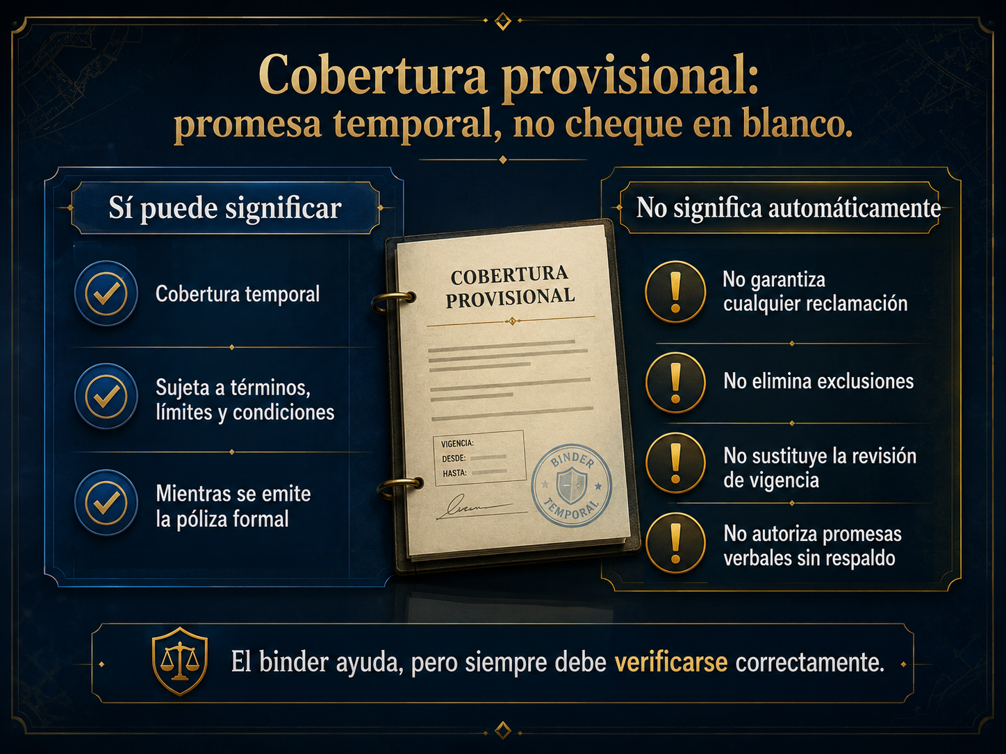 Infografía sobre cobertura provisional binder