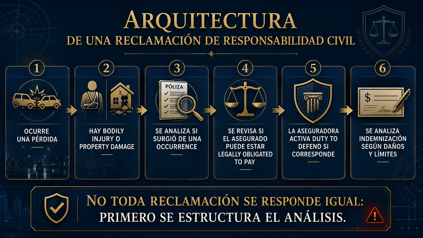 Infografía de arquitectura de una reclamación de responsabilidad civil