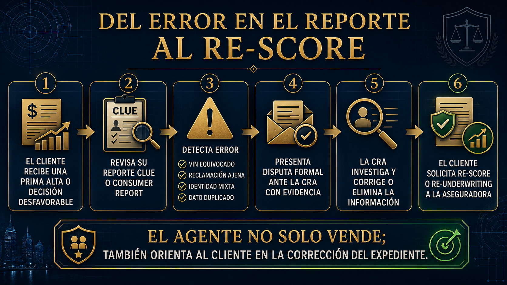 Infografía del error en reporte CLUE al proceso de re-score