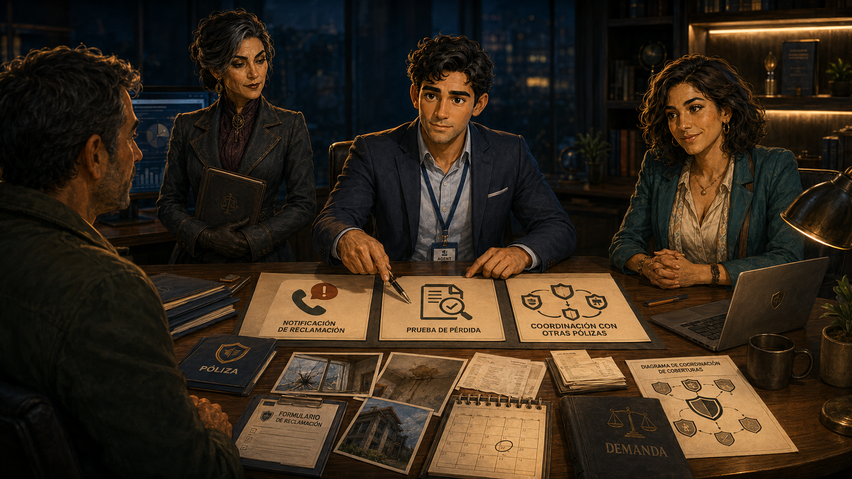 Alex conduce el análisis del expediente final con notificación, prueba de pérdida y coordinación de pólizas