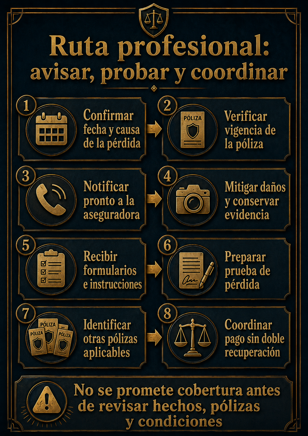Infografía ruta profesional avisar probar y coordinar