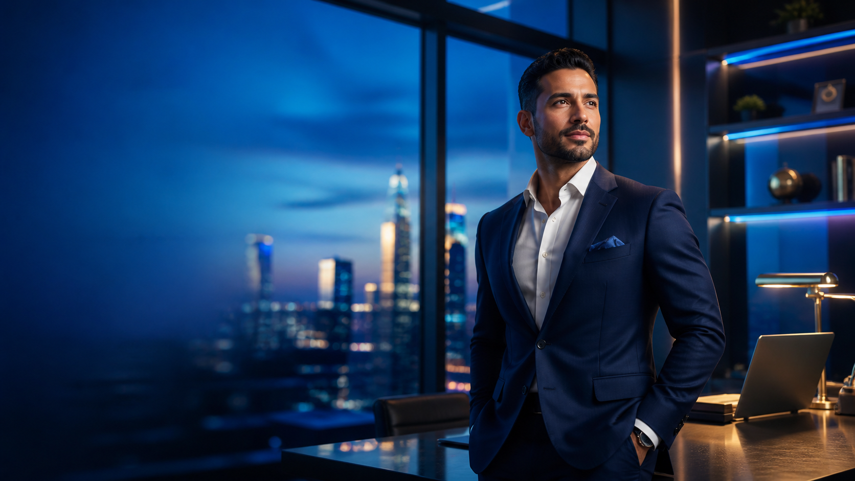 Profesional de seguros en una oficina premium